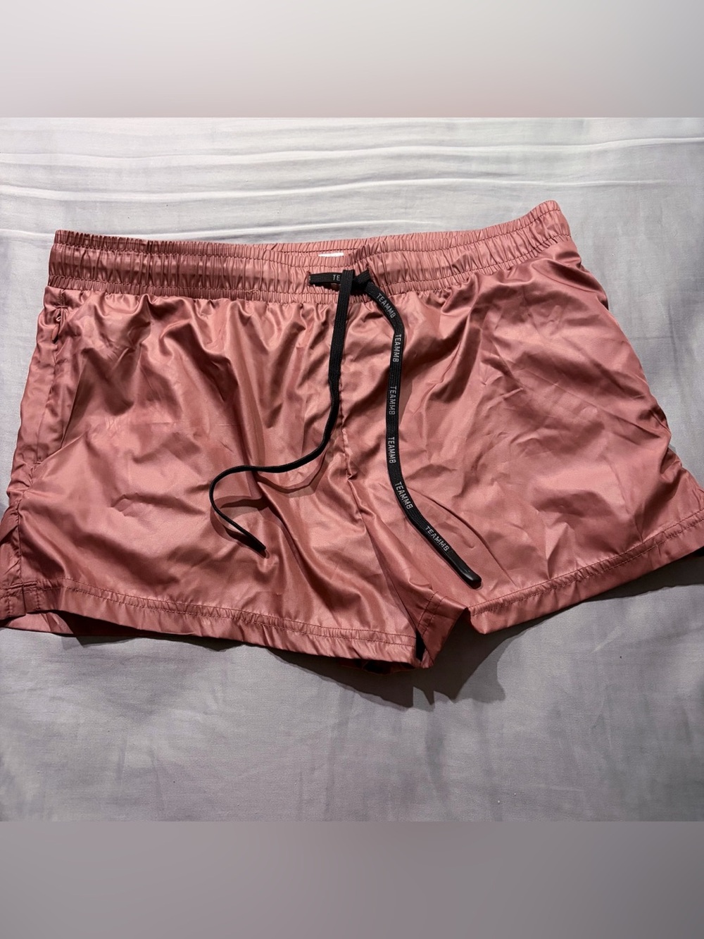 Size M Medium men teamm8 metallic rose gold bronze swimsuit swim trunks shorts
